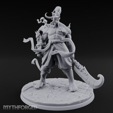 Dual Blade Striding Oni War Tyrant Miniature for Dungeons and Dragons, Pathfinder or other TTRPGs