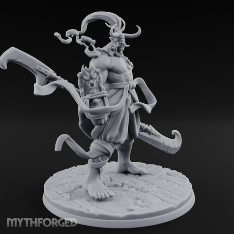 Dual Blade Striding Oni War Tyrant Miniature for Dungeons and Dragons, Pathfinder or other TTRPGs