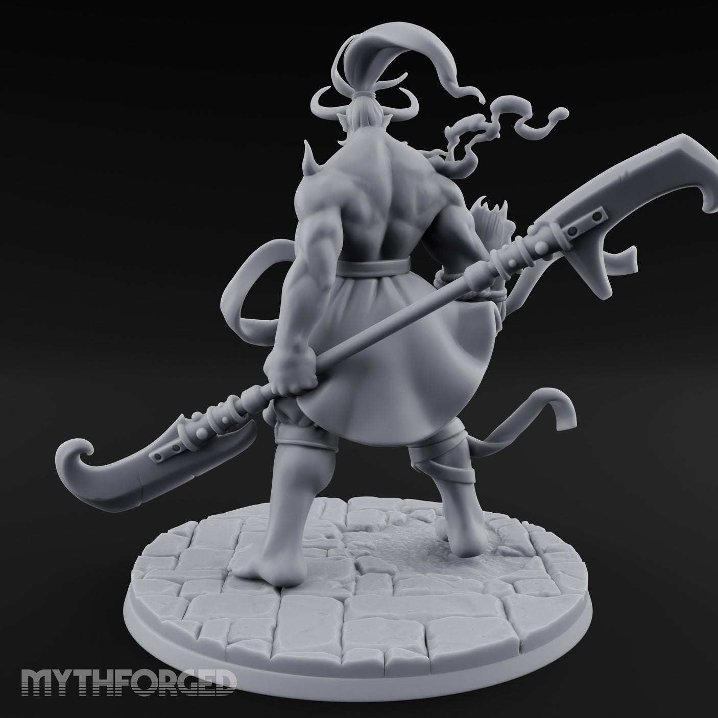 Dual Blade Striding Oni War Tyrant Miniature for Dungeons and Dragons, Pathfinder or other TTRPGs