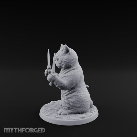 Dual Dagger Wielding Tabaxi Rogue Miniature for Dungeons and Dragons, Pathfinder or other TTRPGs