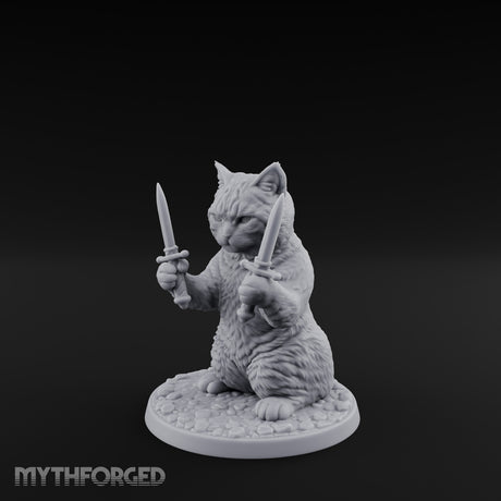 Dual Dagger Wielding Tabaxi Rogue Miniature for Dungeons and Dragons, Pathfinder or other TTRPGs