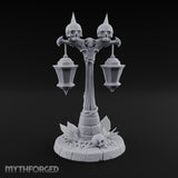 Dual-Lantern Spike-Crowned Necromantic Street Lamp Post Miniature for Dungeons and Dragons, Pathfinder or other TTRPGs