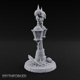 Dual-Lantern Spike-Crowned Necromantic Street Lamp Post Miniature for Dungeons and Dragons, Pathfinder or other TTRPGs