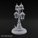 Dual-Lantern Spike-Crowned Necromantic Street Lamp Post Miniature for Dungeons and Dragons, Pathfinder or other TTRPGs