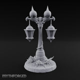 Dual-Lantern Spike-Crowned Necromantic Street Lamp Post Miniature for Dungeons and Dragons, Pathfinder or other TTRPGs