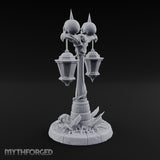 Dual-Lantern Spike-Crowned Necromantic Street Lamp Post Miniature for Dungeons and Dragons, Pathfinder or other TTRPGs