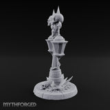 Dual-Lantern Spike-Crowned Necromantic Street Lamp Post Miniature for Dungeons and Dragons, Pathfinder or other TTRPGs