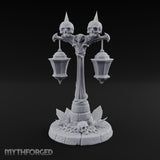 Dual-Lantern Spike-Crowned Necromantic Street Lamp Post Miniature for Dungeons and Dragons, Pathfinder or other TTRPGs