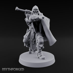 Dual Pistol Aiming Crouching Human Sniper Priest Miniature for Dungeons and Dragons, Pathfinder or other TTRPGs