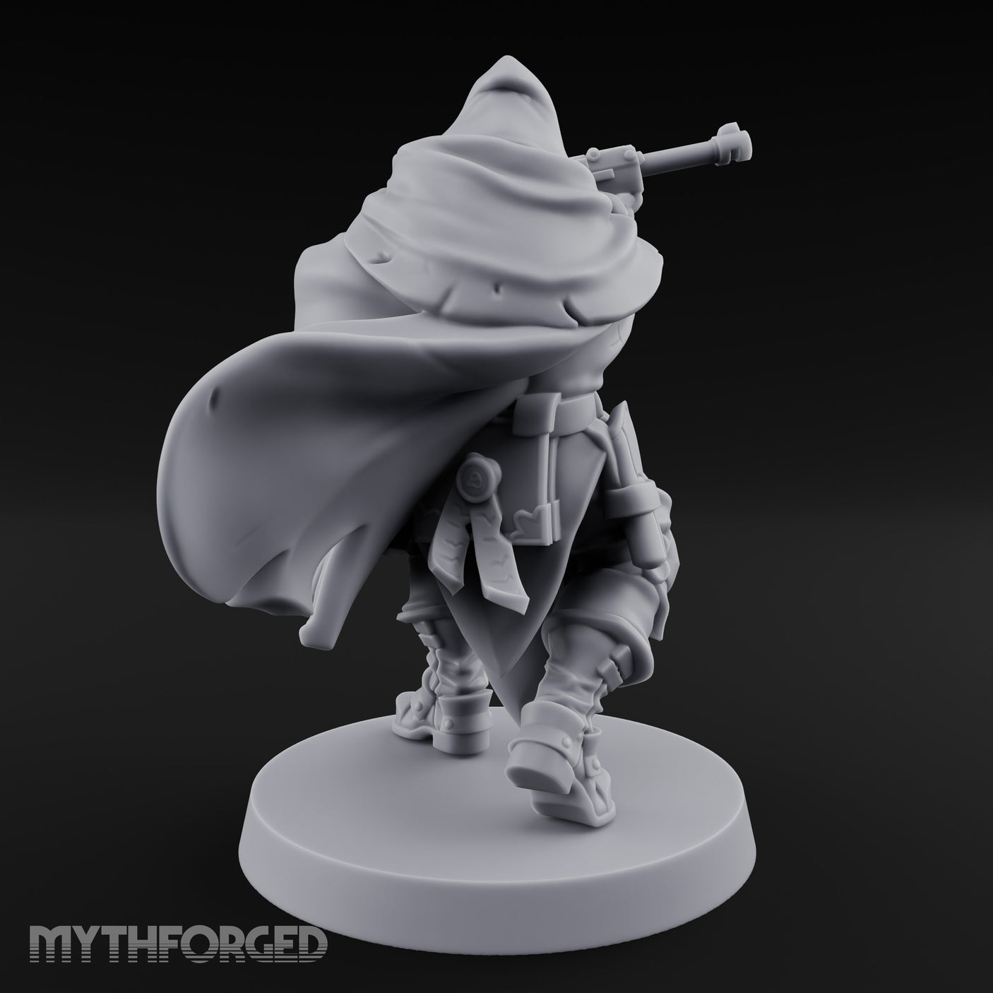 Dual Pistol Aiming Crouching Human Sniper Priest Miniature for Dungeons and Dragons, Pathfinder or other TTRPGs