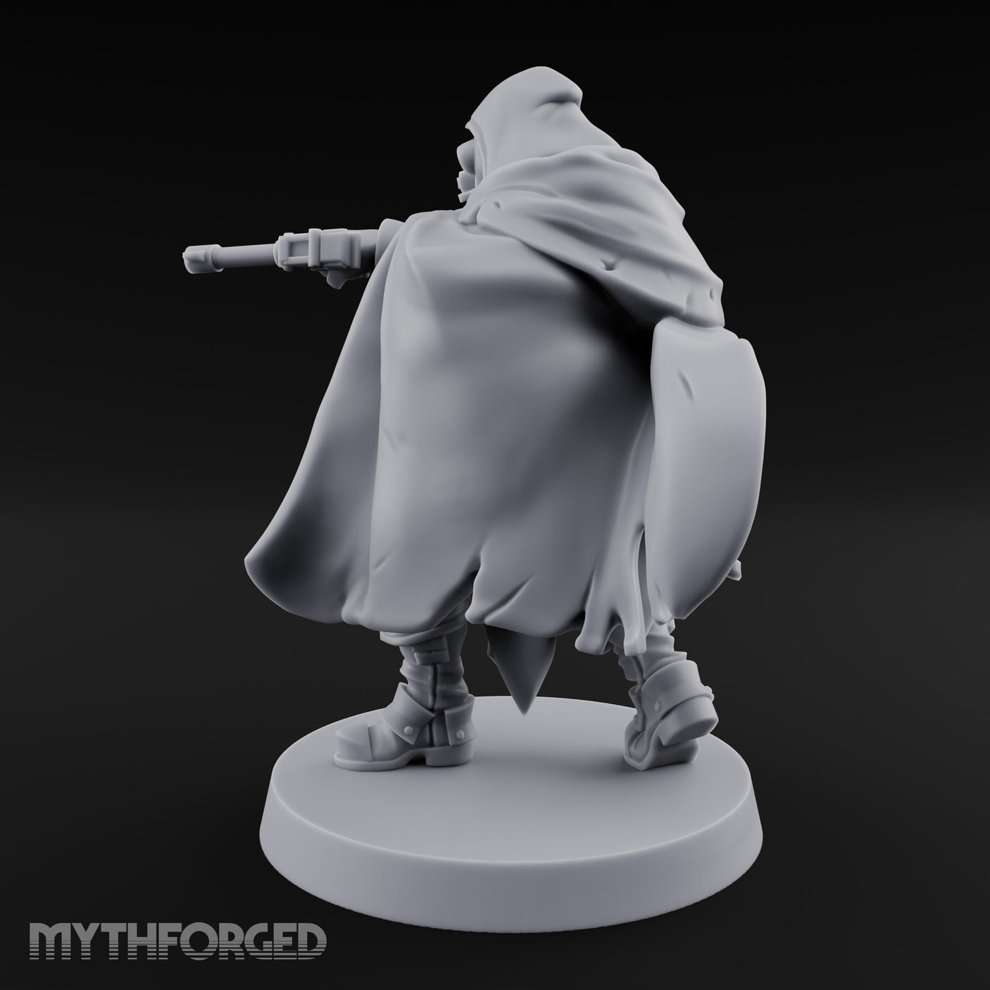 Dual Pistol Aiming Crouching Human Sniper Priest Miniature for Dungeons and Dragons, Pathfinder or other TTRPGs