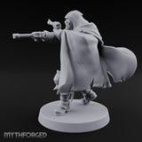 Dual Pistol Aiming Crouching Human Sniper Priest Miniature for Dungeons and Dragons, Pathfinder or other TTRPGs