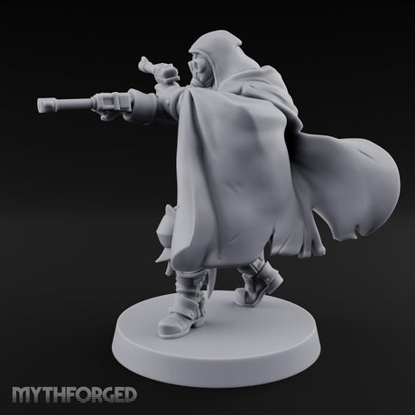 Dual Pistol Aiming Crouching Human Sniper Priest Miniature for Dungeons and Dragons, Pathfinder or other TTRPGs