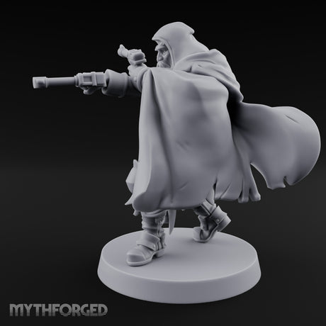 Dual Pistol Aiming Crouching Human Sniper Priest Miniature for Dungeons and Dragons, Pathfinder or other TTRPGs