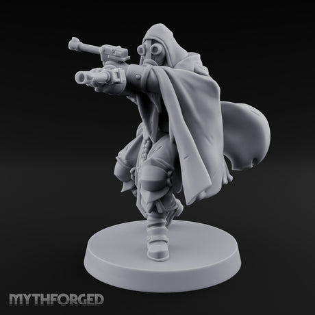 Dual Pistol Aiming Crouching Human Sniper Priest Miniature for Dungeons and Dragons, Pathfinder or other TTRPGs