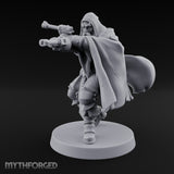 Dual Pistol Aiming Crouching Human Sniper Priest Miniature for Dungeons and Dragons, Pathfinder or other TTRPGs