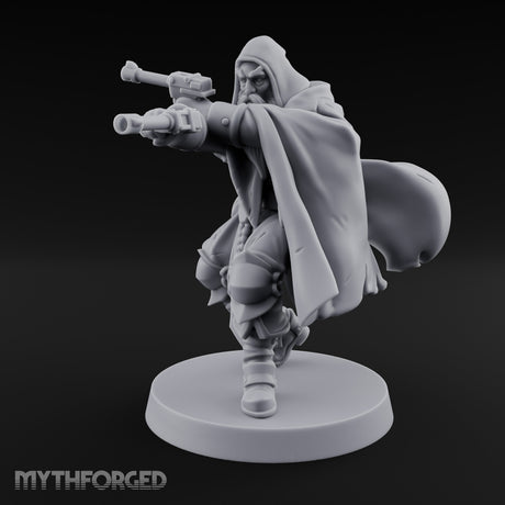 Dual Pistol Aiming Crouching Human Sniper Priest Miniature for Dungeons and Dragons, Pathfinder or other TTRPGs