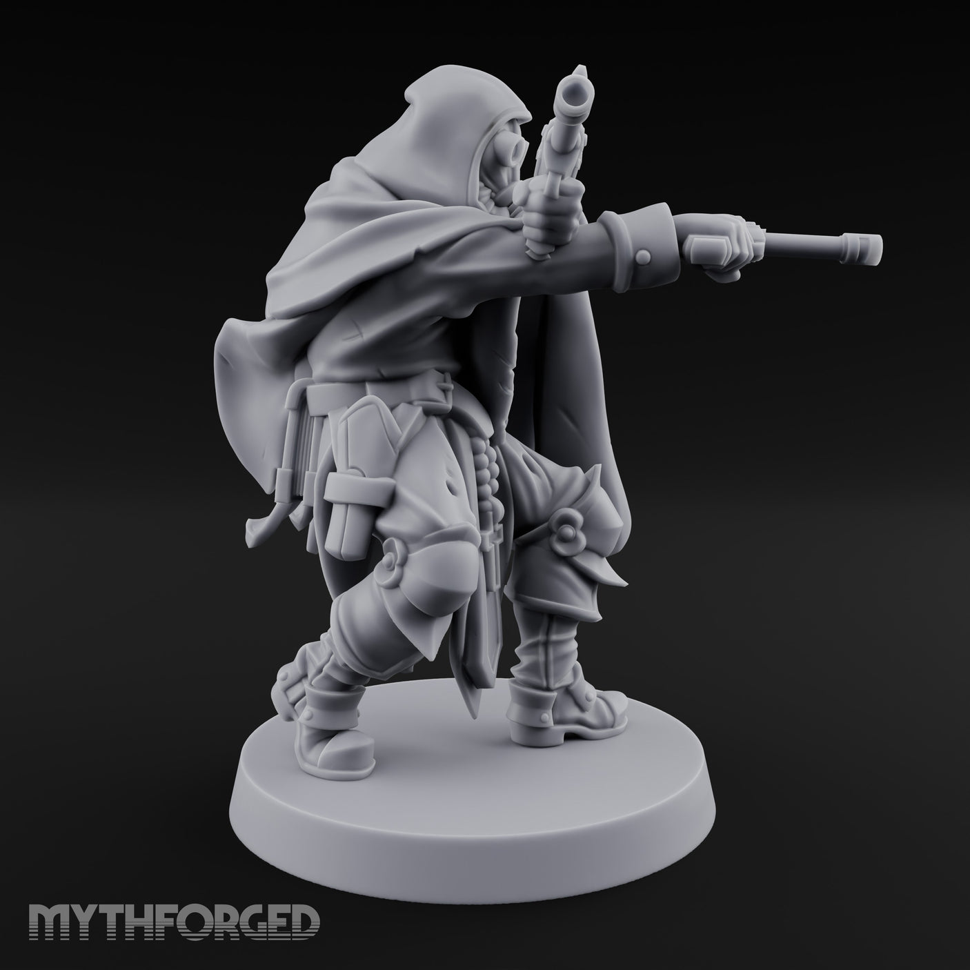 Dual Pistol Aiming Crouching Human Sniper Priest Miniature for Dungeons and Dragons, Pathfinder or other TTRPGs