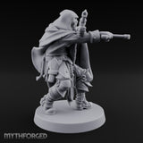 Dual Pistol Aiming Crouching Human Sniper Priest Miniature for Dungeons and Dragons, Pathfinder or other TTRPGs