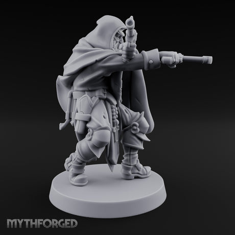 Dual Pistol Aiming Crouching Human Sniper Priest Miniature for Dungeons and Dragons, Pathfinder or other TTRPGs