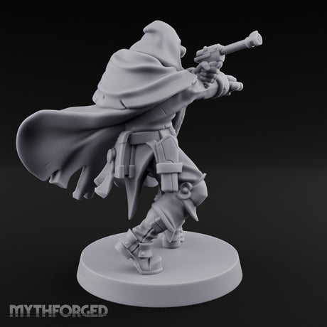 Dual Pistol Aiming Crouching Human Sniper Priest Miniature for Dungeons and Dragons, Pathfinder or other TTRPGs