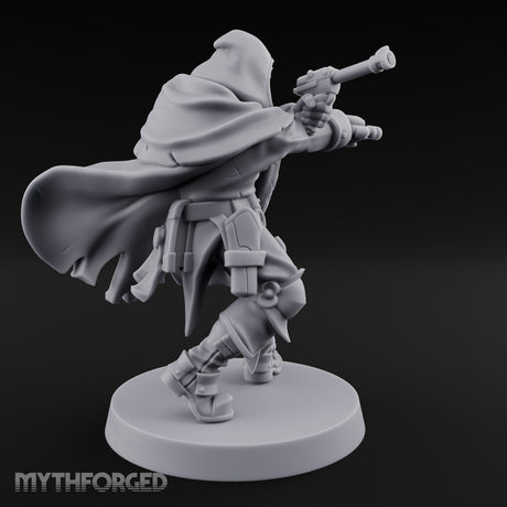 Dual Pistol Aiming Crouching Human Sniper Priest Miniature for Dungeons and Dragons, Pathfinder or other TTRPGs