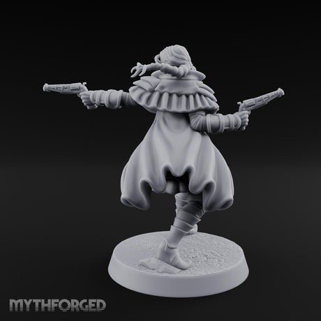 Dual Pistols Blazing Human Gunslinger Miniature for Dungeons and Dragons, Pathfinder or other TTRPGs