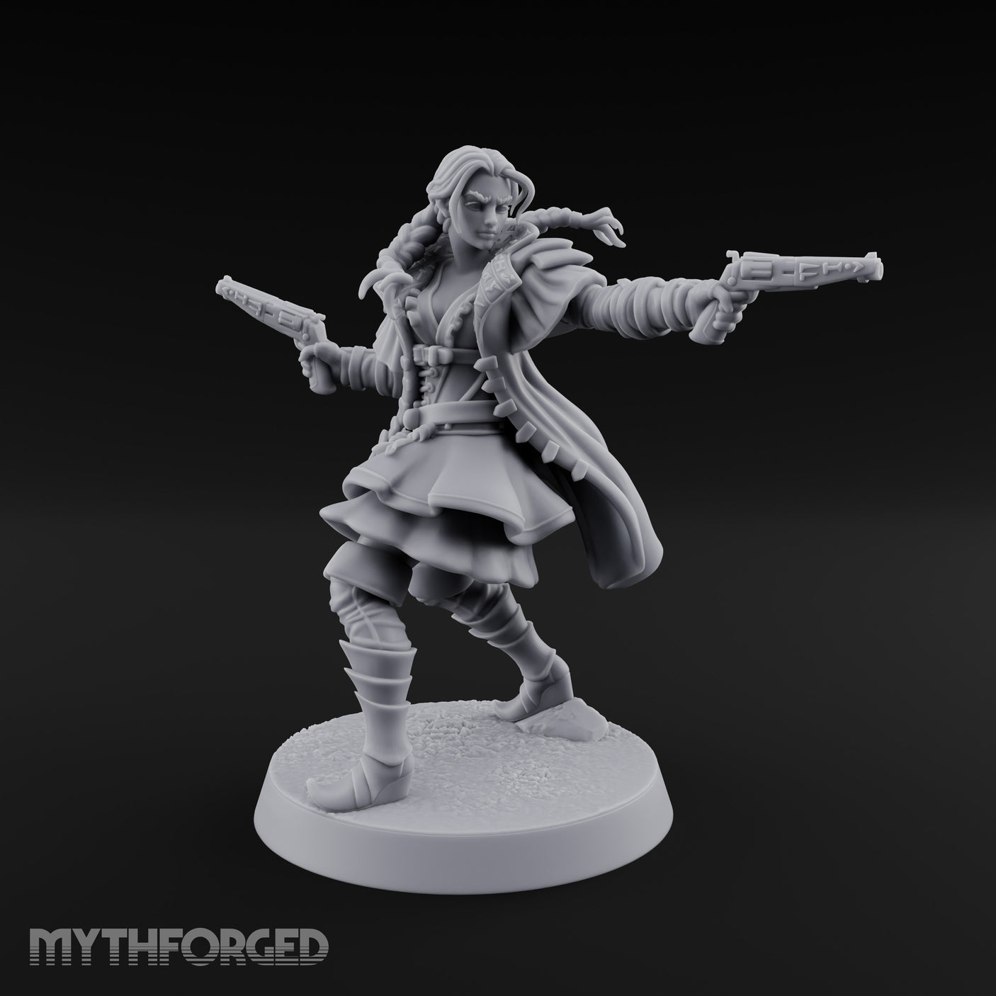 Dual Pistols Blazing Human Gunslinger Miniature for Dungeons and Dragons, Pathfinder or other TTRPGs