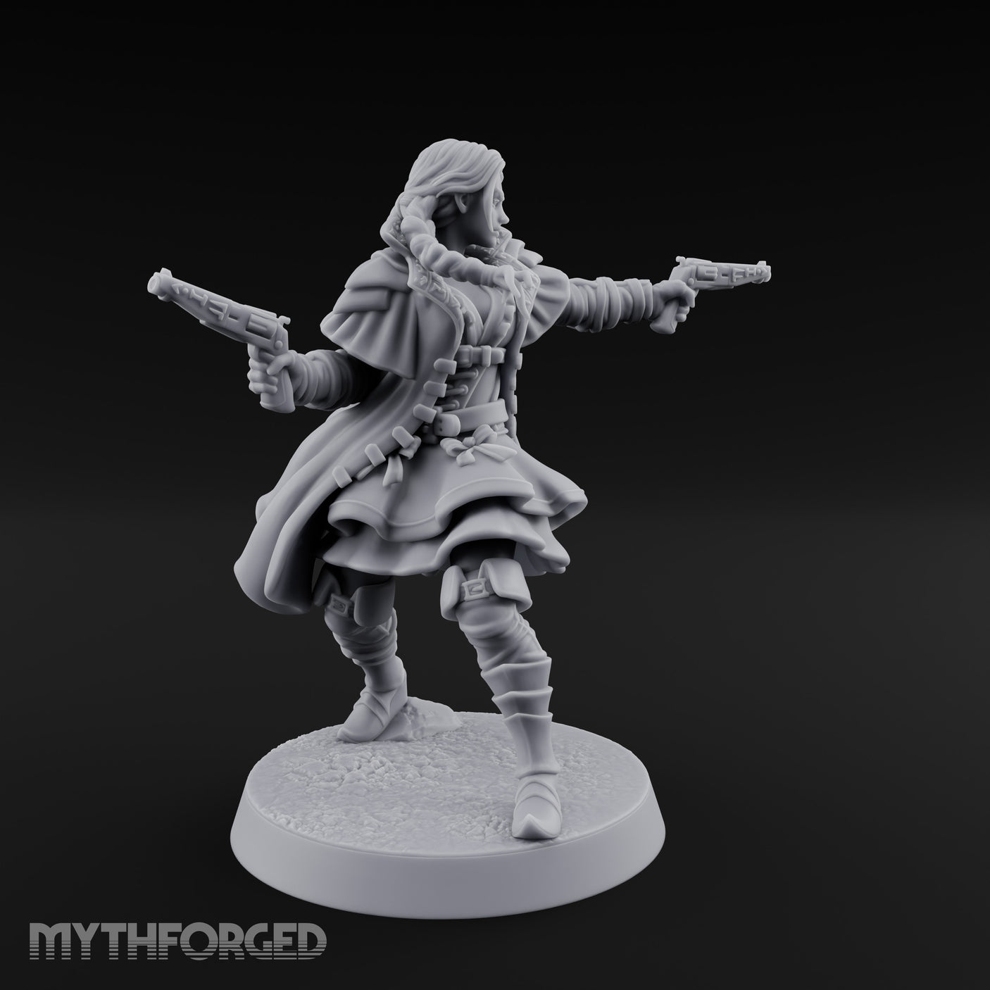 Dual Pistols Blazing Human Gunslinger Miniature for Dungeons and Dragons, Pathfinder or other TTRPGs