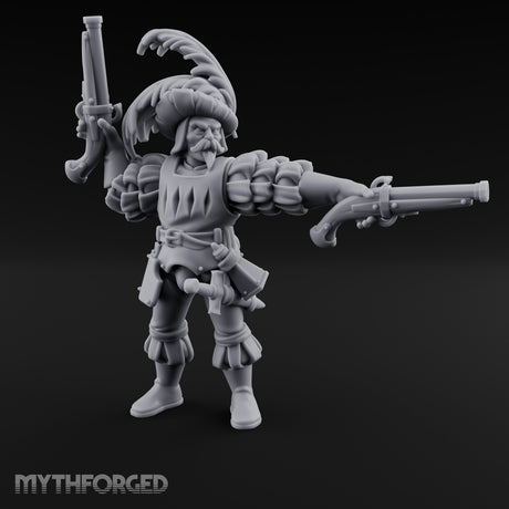 Dual Pistols Levelled Human Duelist Miniature for Dungeons and Dragons, Pathfinder or other TTRPGs