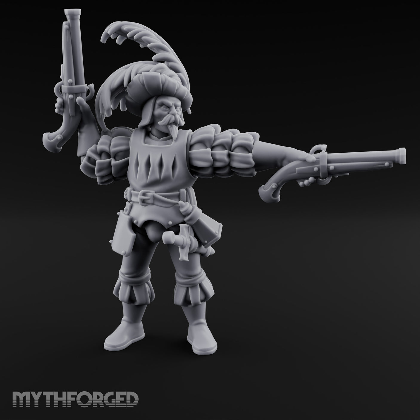 Dual Pistols Levelled Human Duelist Miniature for Dungeons and Dragons, Pathfinder or other TTRPGs
