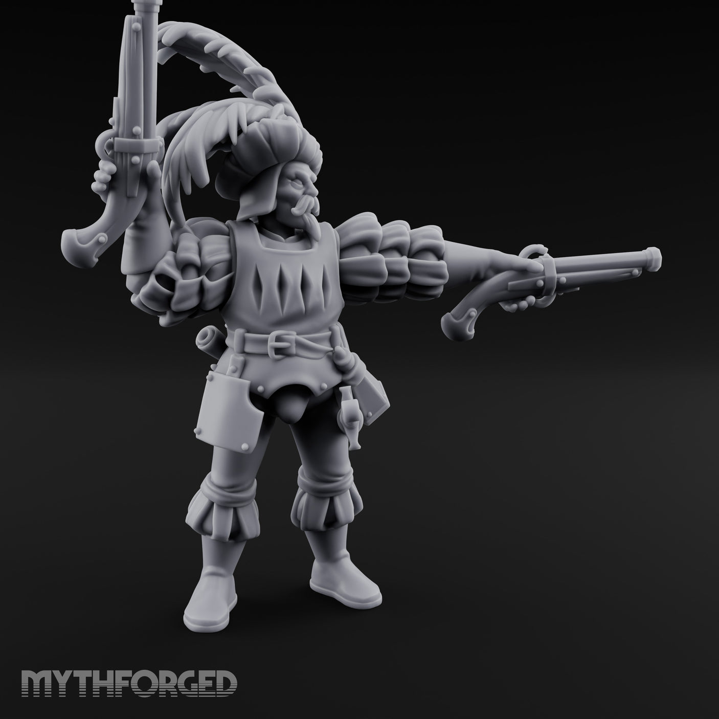 Dual Pistols Levelled Human Duelist Miniature for Dungeons and Dragons, Pathfinder or other TTRPGs