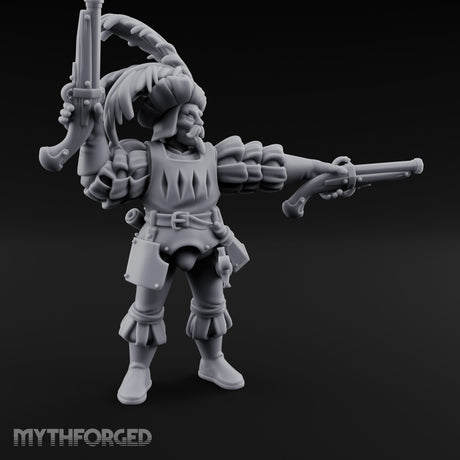 Dual Pistols Levelled Human Duelist Miniature for Dungeons and Dragons, Pathfinder or other TTRPGs