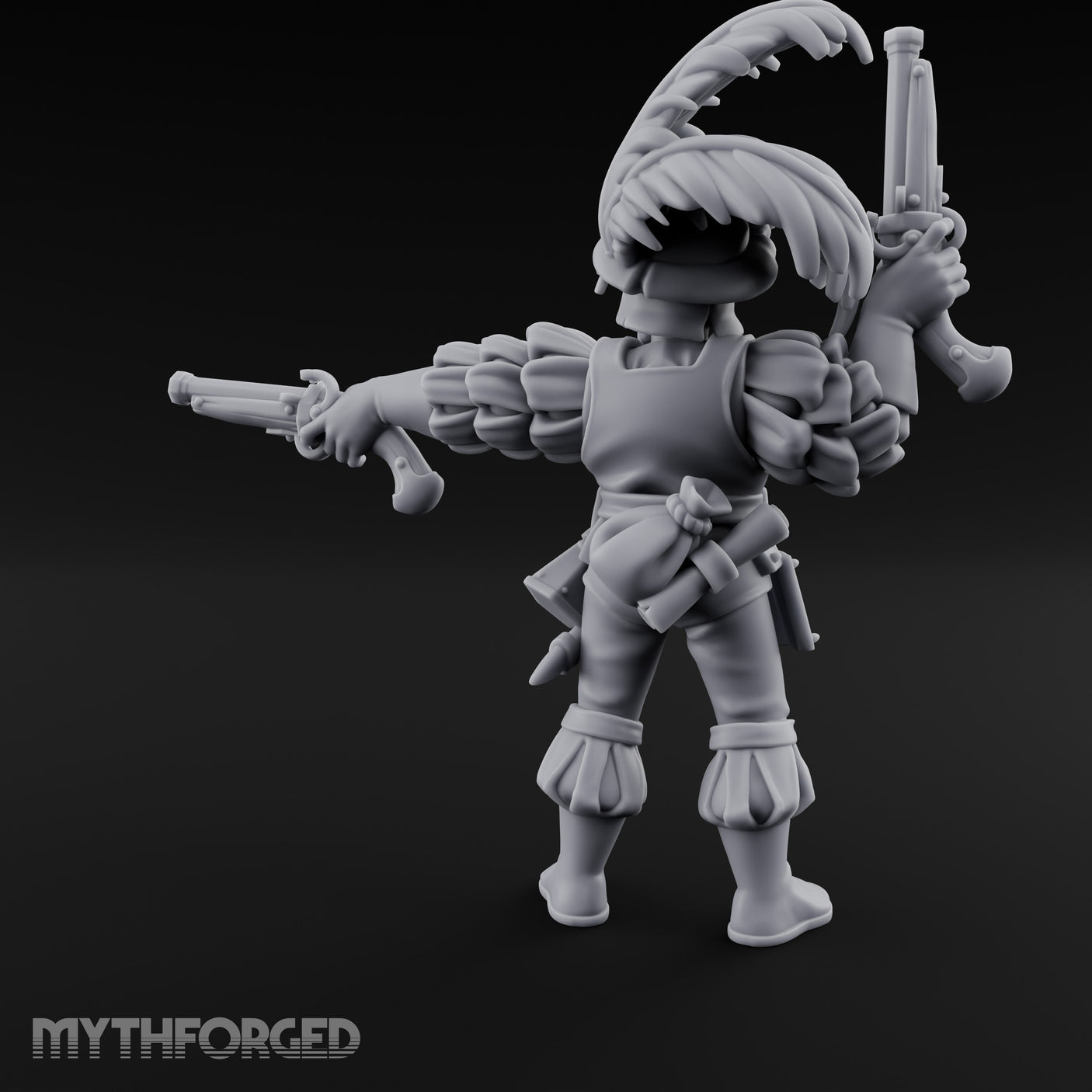 Dual Pistols Levelled Human Duelist Miniature for Dungeons and Dragons, Pathfinder or other TTRPGs