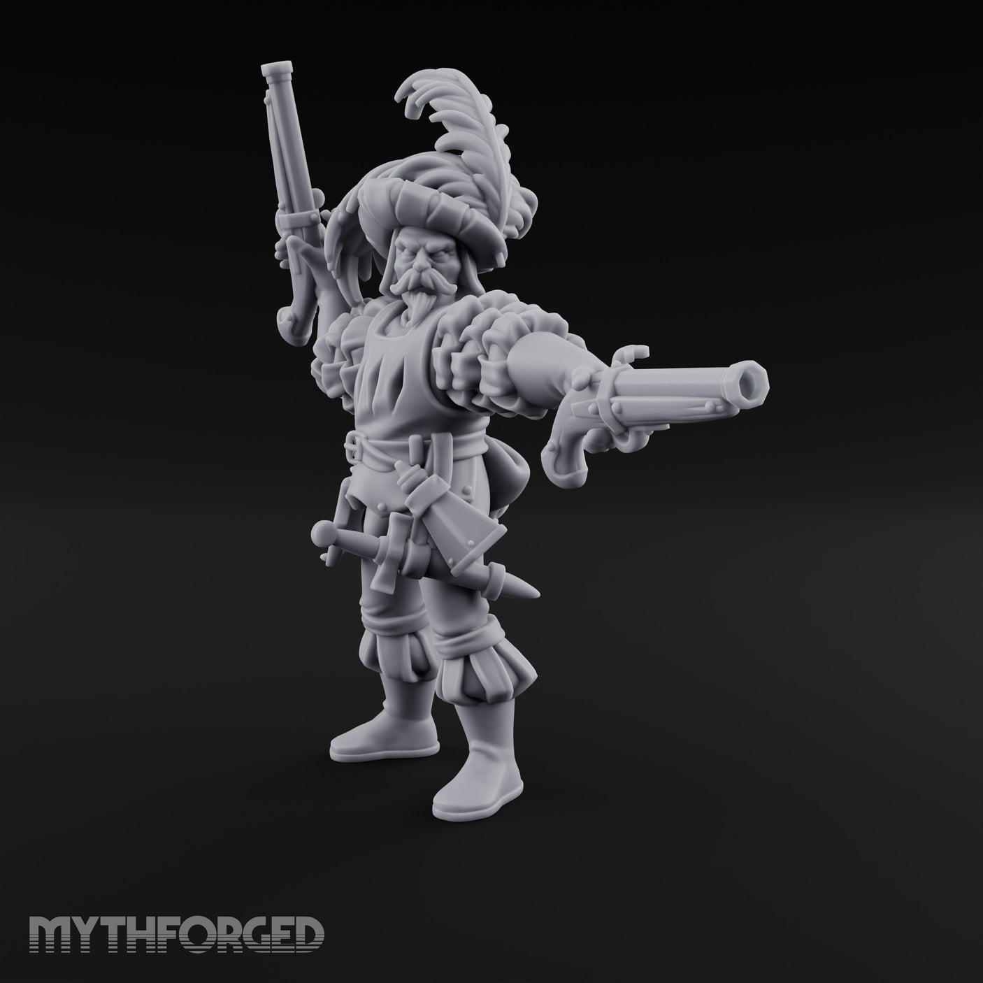 Dual Pistols Levelled Human Duelist Miniature for Dungeons and Dragons, Pathfinder or other TTRPGs