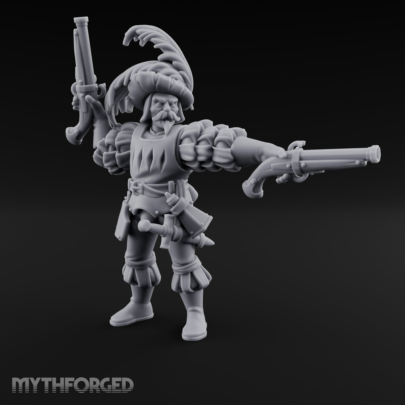Dual Pistols Levelled Human Duelist Miniature for Dungeons and Dragons, Pathfinder or other TTRPGs