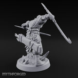 Dual Sickle Whirling Human Ranger Miniature for Dungeons and Dragons, Pathfinder or other TTRPGs