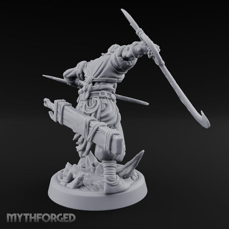 Dual Sickle Whirling Human Ranger Miniature for Dungeons and Dragons, Pathfinder or other TTRPGs