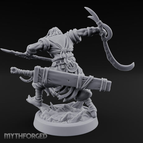 Dual Sickle Whirling Human Ranger Miniature for Dungeons and Dragons, Pathfinder or other TTRPGs