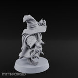 Dual Staff Brandishing Dwarf Wizard Miniature for Dungeons and Dragons, Pathfinder or other TTRPGs