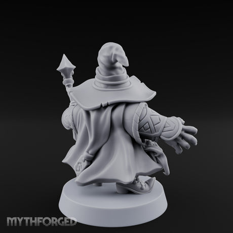Dual Staff Brandishing Dwarf Wizard Miniature for Dungeons and Dragons, Pathfinder or other TTRPGs