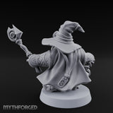 Dual Staff Brandishing Dwarf Wizard Miniature for Dungeons and Dragons, Pathfinder or other TTRPGs