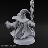 Dual Staff Brandishing Dwarf Wizard Miniature for Dungeons and Dragons, Pathfinder or other TTRPGs