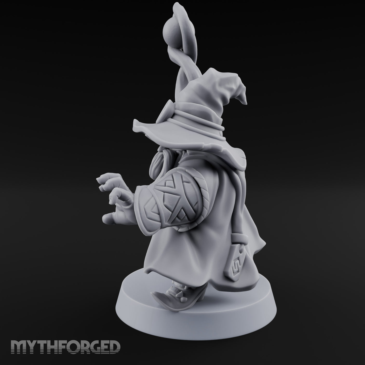 Dual Staff Brandishing Dwarf Wizard Miniature for Dungeons and Dragons, Pathfinder or other TTRPGs