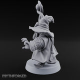 Dual Staff Brandishing Dwarf Wizard Miniature for Dungeons and Dragons, Pathfinder or other TTRPGs