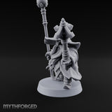 Dual Staff Brandishing Dwarf Wizard Miniature for Dungeons and Dragons, Pathfinder or other TTRPGs