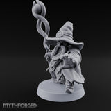 Dual Staff Brandishing Dwarf Wizard Miniature for Dungeons and Dragons, Pathfinder or other TTRPGs