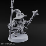 Dual Staff Brandishing Dwarf Wizard Miniature for Dungeons and Dragons, Pathfinder or other TTRPGs
