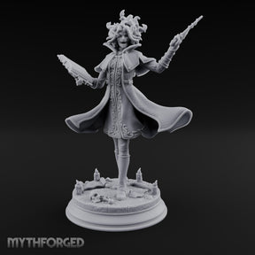 Dual Wand Wielding Elf Lich Sorceress Miniature for Dungeons and Dragons, Pathfinder or other TTRPGs