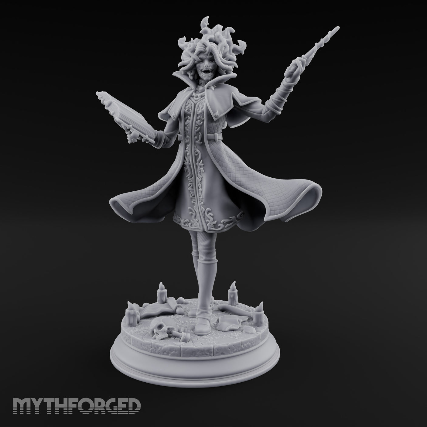 Dual Wand Wielding Elf Lich Sorceress Miniature for Dungeons and Dragons, Pathfinder or other TTRPGs